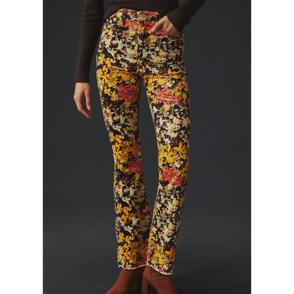 NWT Mother The Hustler High-Rise Corduroy Pants Autumn Floral Size 24 - Picture 3 of 10